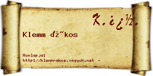 Klemm Ákos névjegykártya