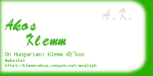 akos klemm business card